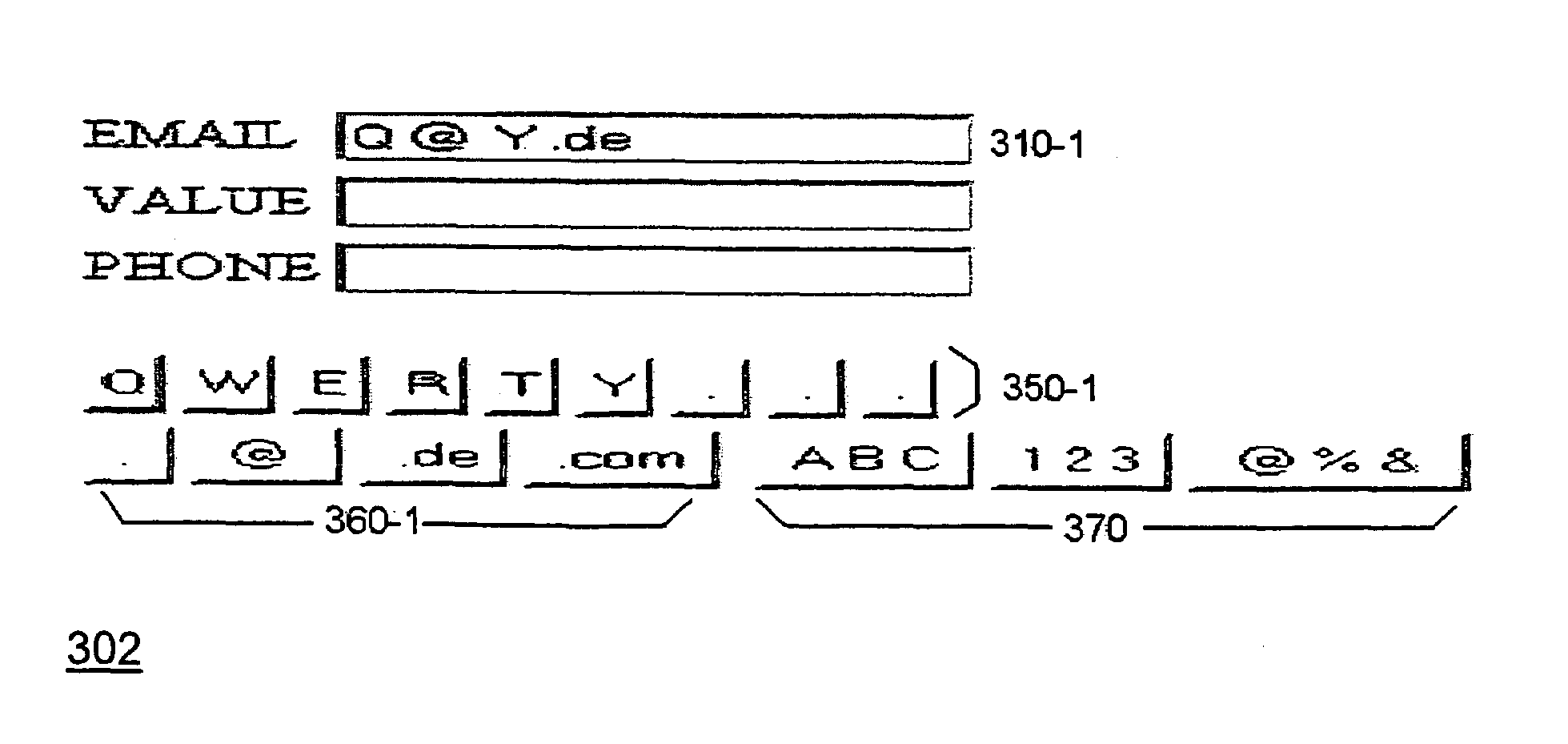 Operating a browser to display first and second virtual keyboard areas that the user changes directly or indirectly