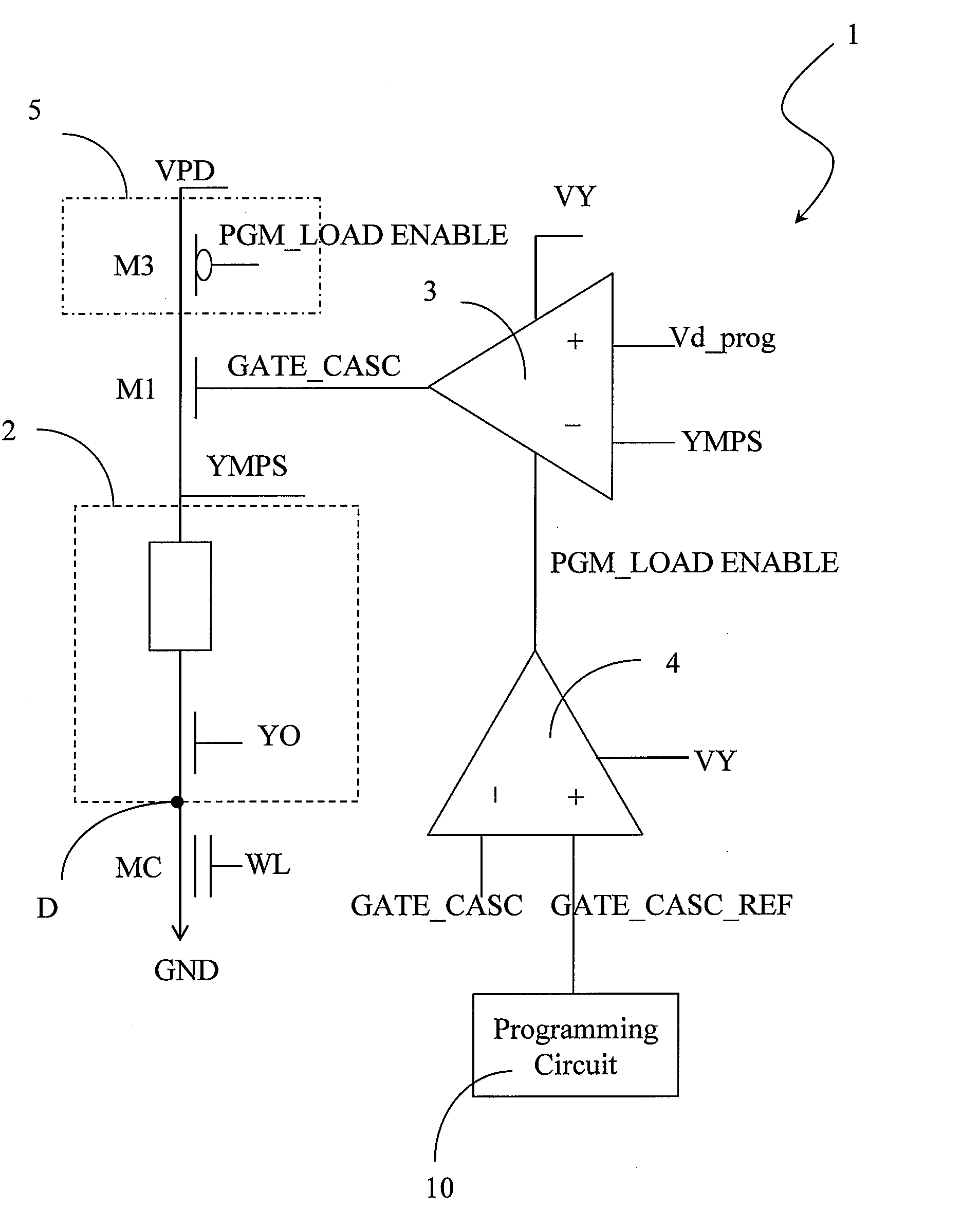 Method and circuit for programming a memory cell, in particular of the nor flash type