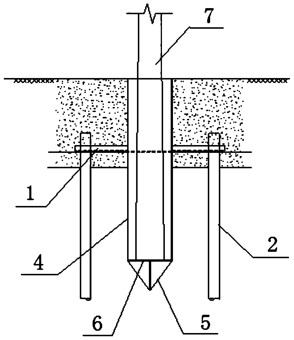 Soft soil area cement pole foundation and rapid construction method thereof