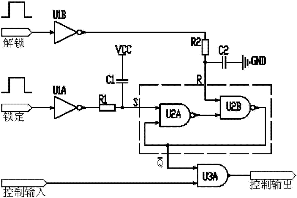 RS triggered interlocking-unlocking circuit