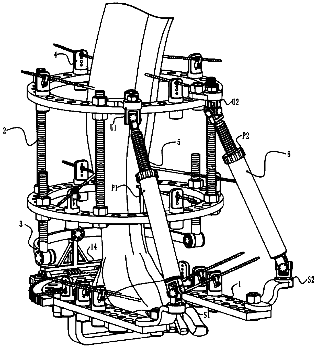 An ankle-foot external fixation device for correcting clubfoot deformity