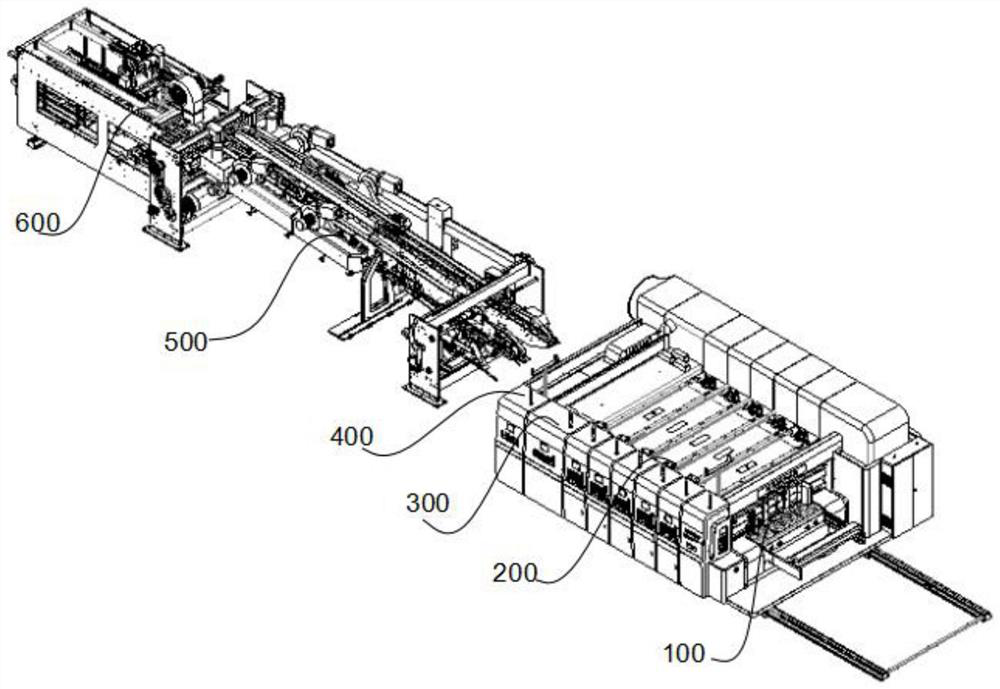 High-speed corrugated paper multi-color flexographic printing slotting die-cutting glue box linkage line