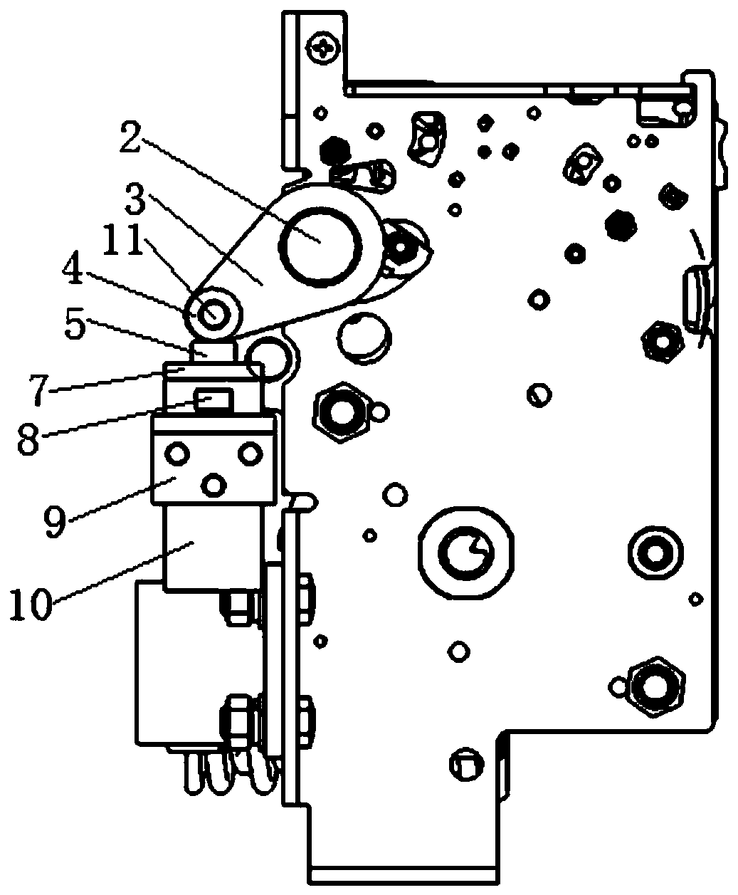A mechanism with a flexible opening buffer anti-rebound device on a low-voltage circuit breaker
