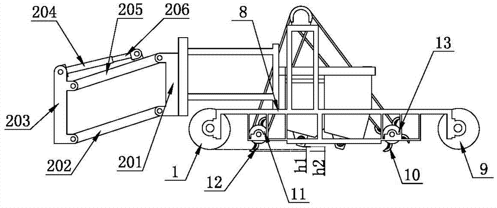 Double roller supported device for ditch digging, sowing and soil covering