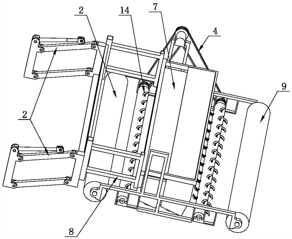 Double roller supported device for ditch digging, sowing and soil covering