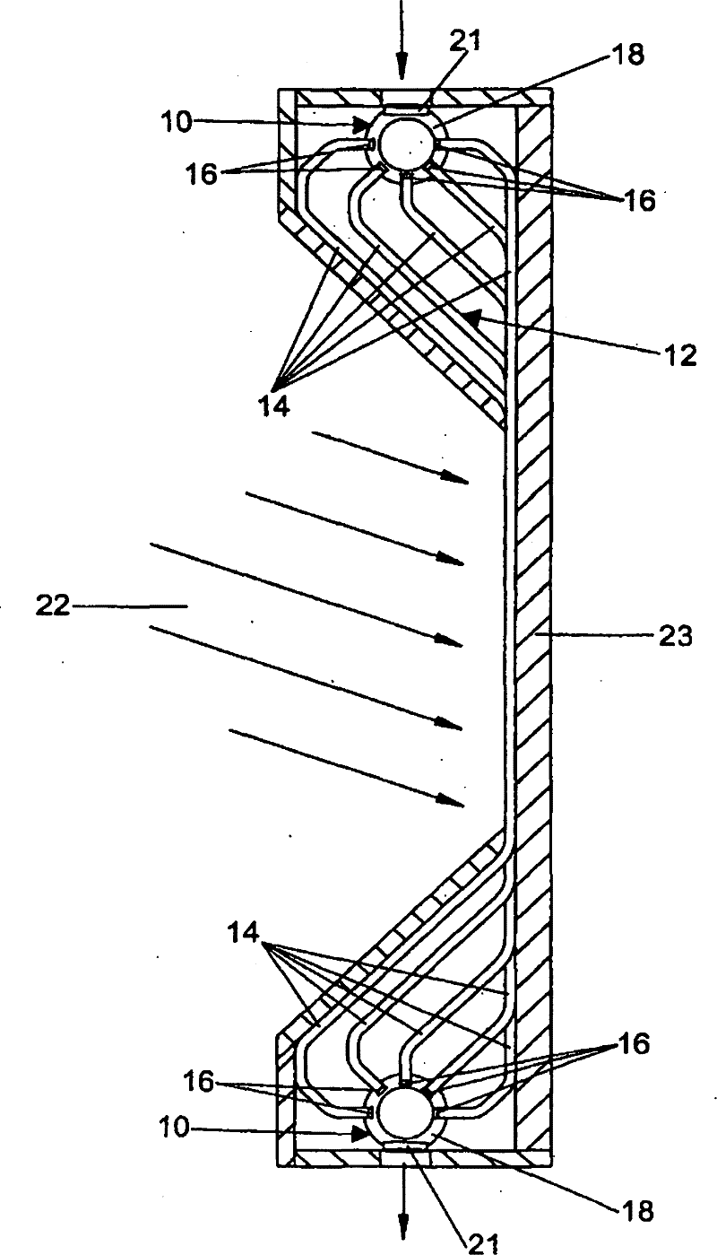 Thin wall header with a variable cross-section for solar absorption panels