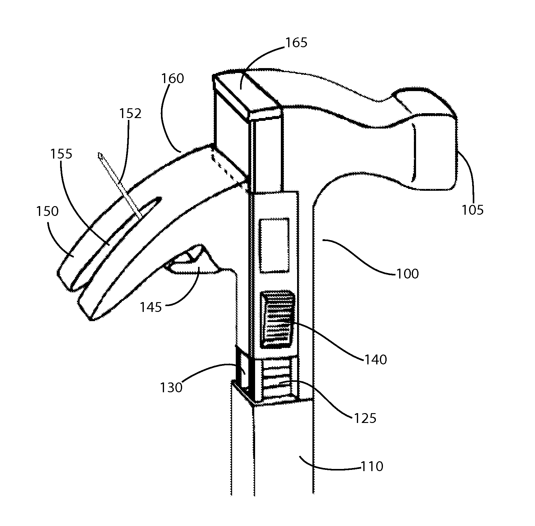 Hammer with linearly adjustable ratcheting claw
