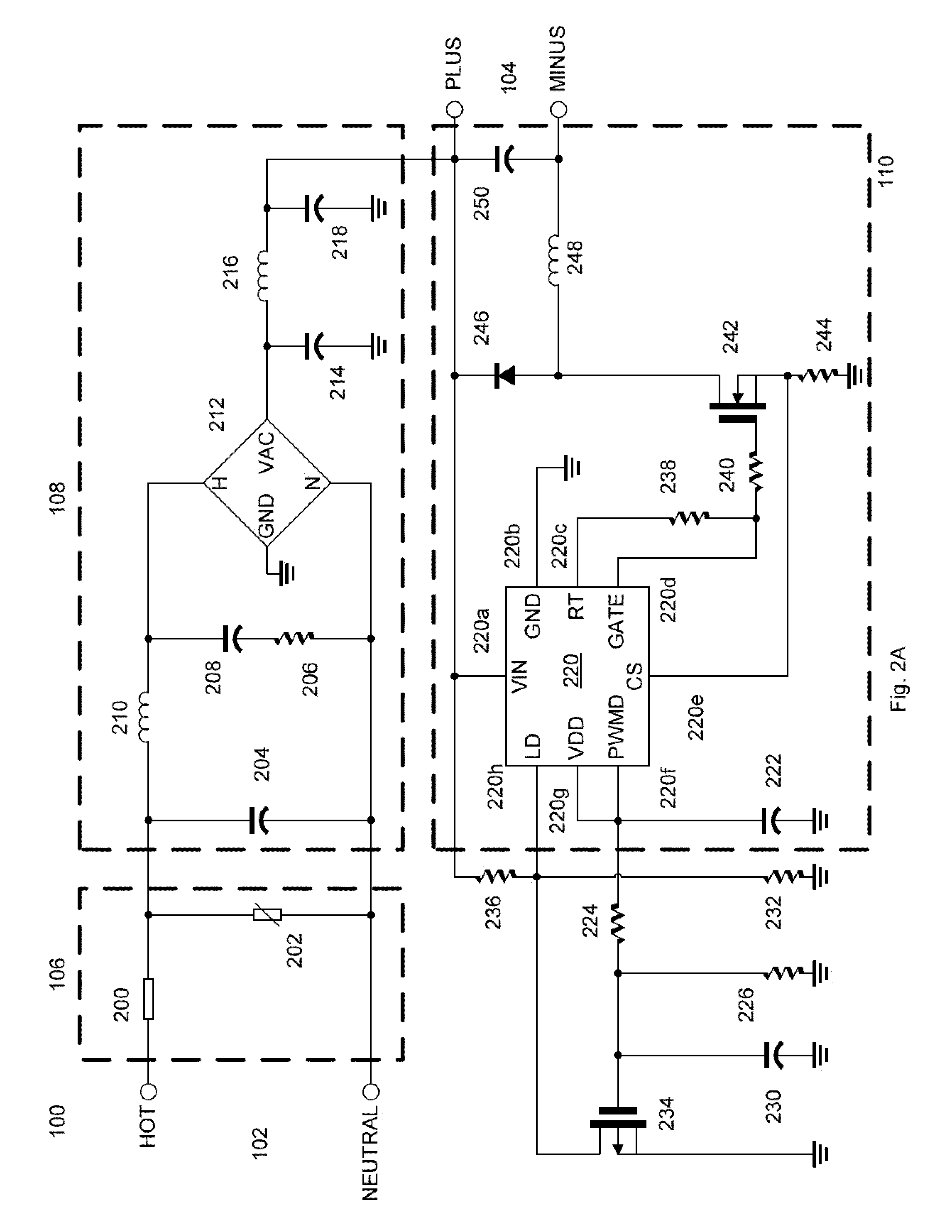 Thermal protection circuit for an LED bulb