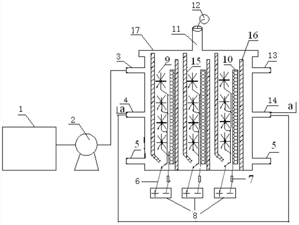 Guide-plate microbial electrolysis cell embedded with multi-electrode system and use method thereof