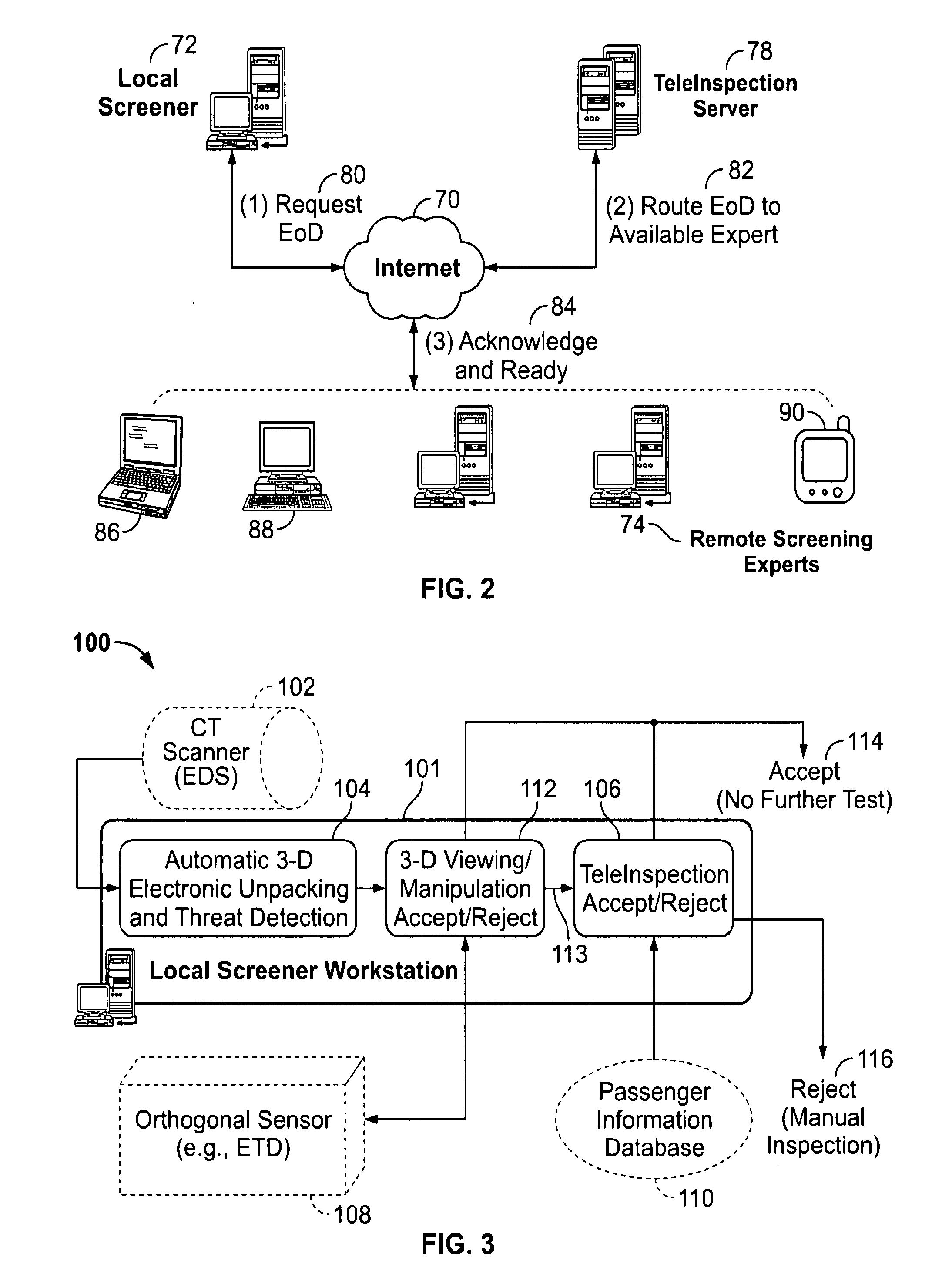 Method and system for electronic unpacking of baggage and cargo
