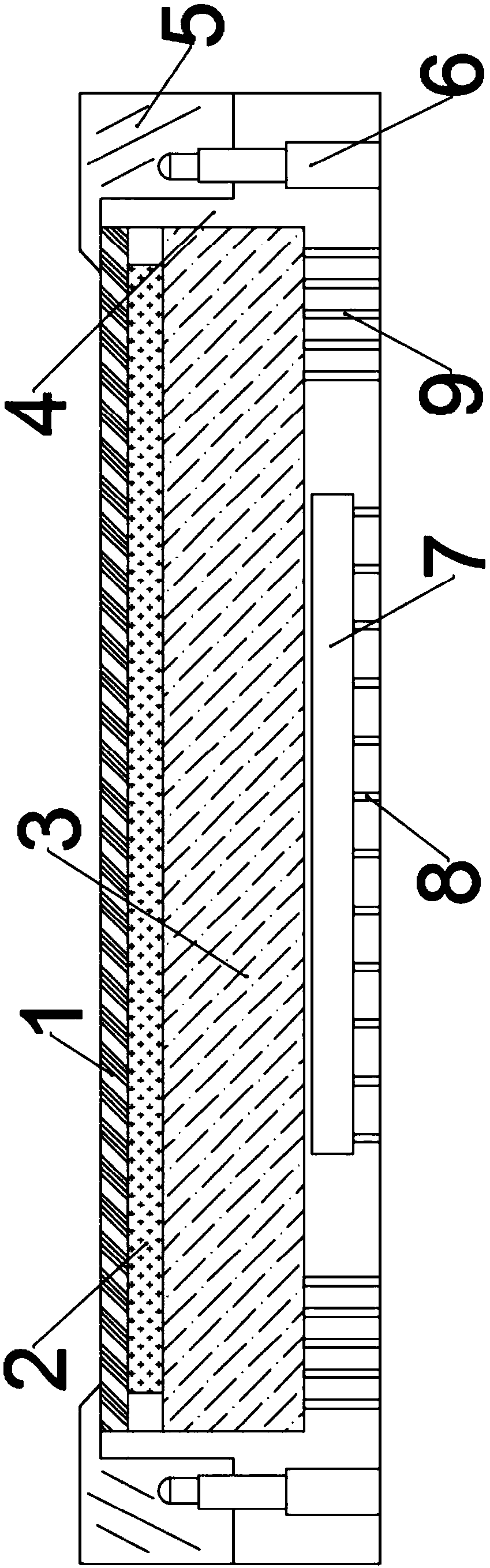 Air-permeable and heat-radiating AMOLED display device more streamlined in process