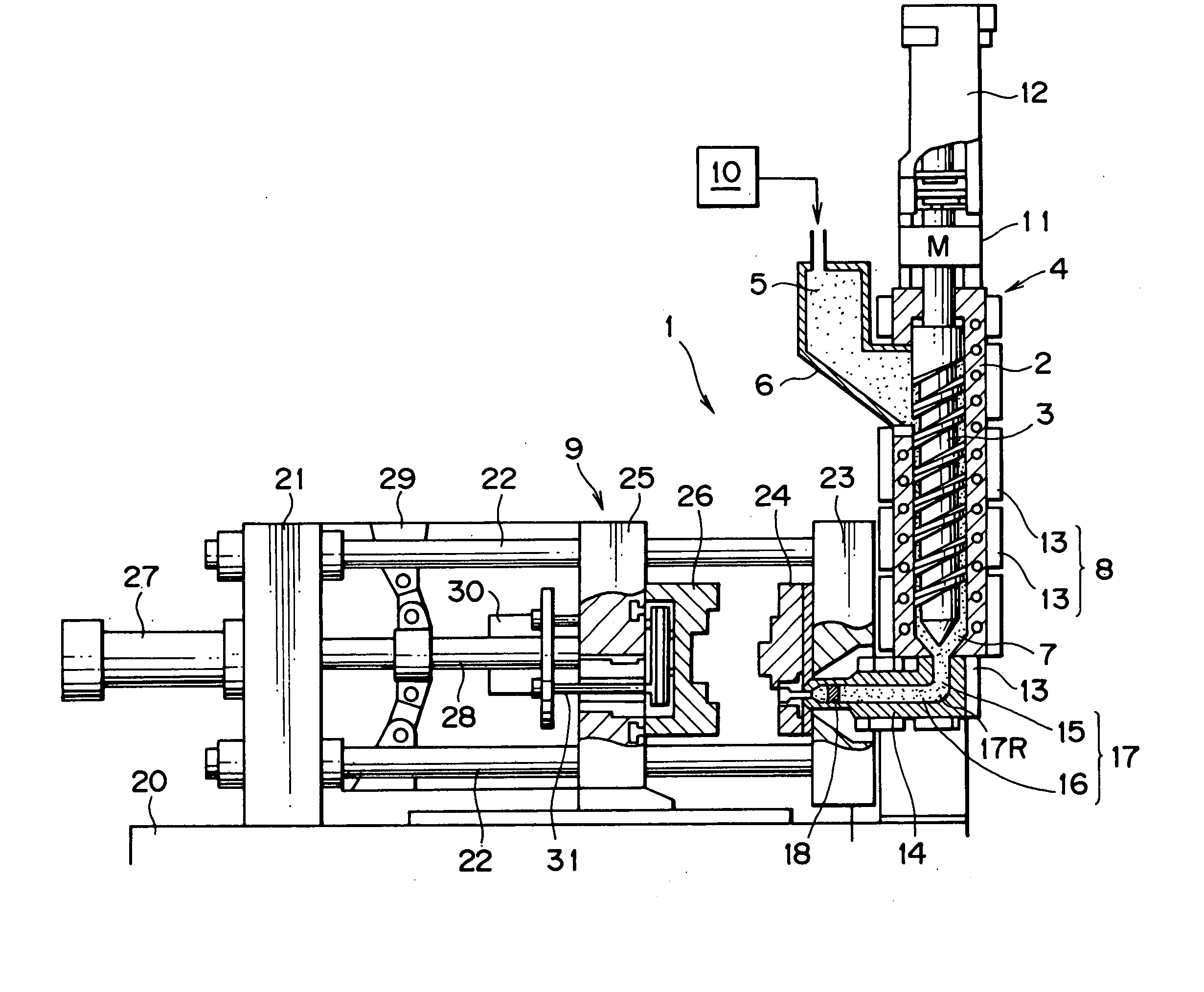Method and apparatus for injection molding light metal alloy