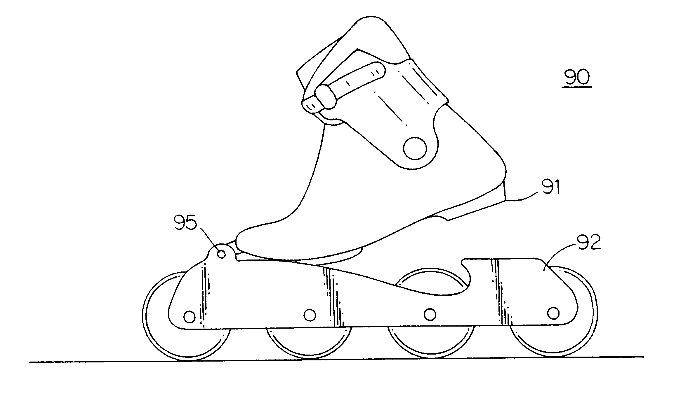 Footwear with a releasable pin for use in gliding sports