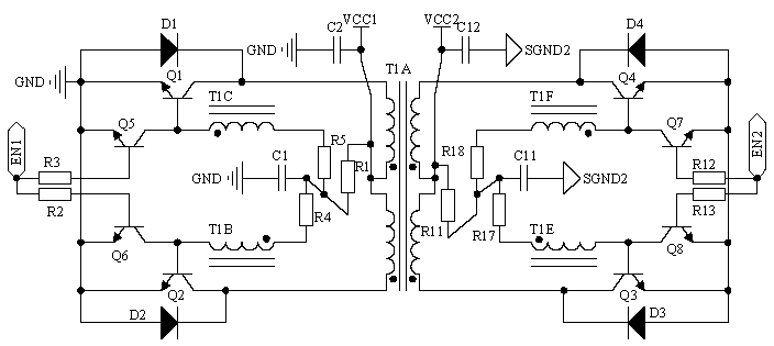 Bidirectional or multidirectional DC-DC conversion circuit based on Royer