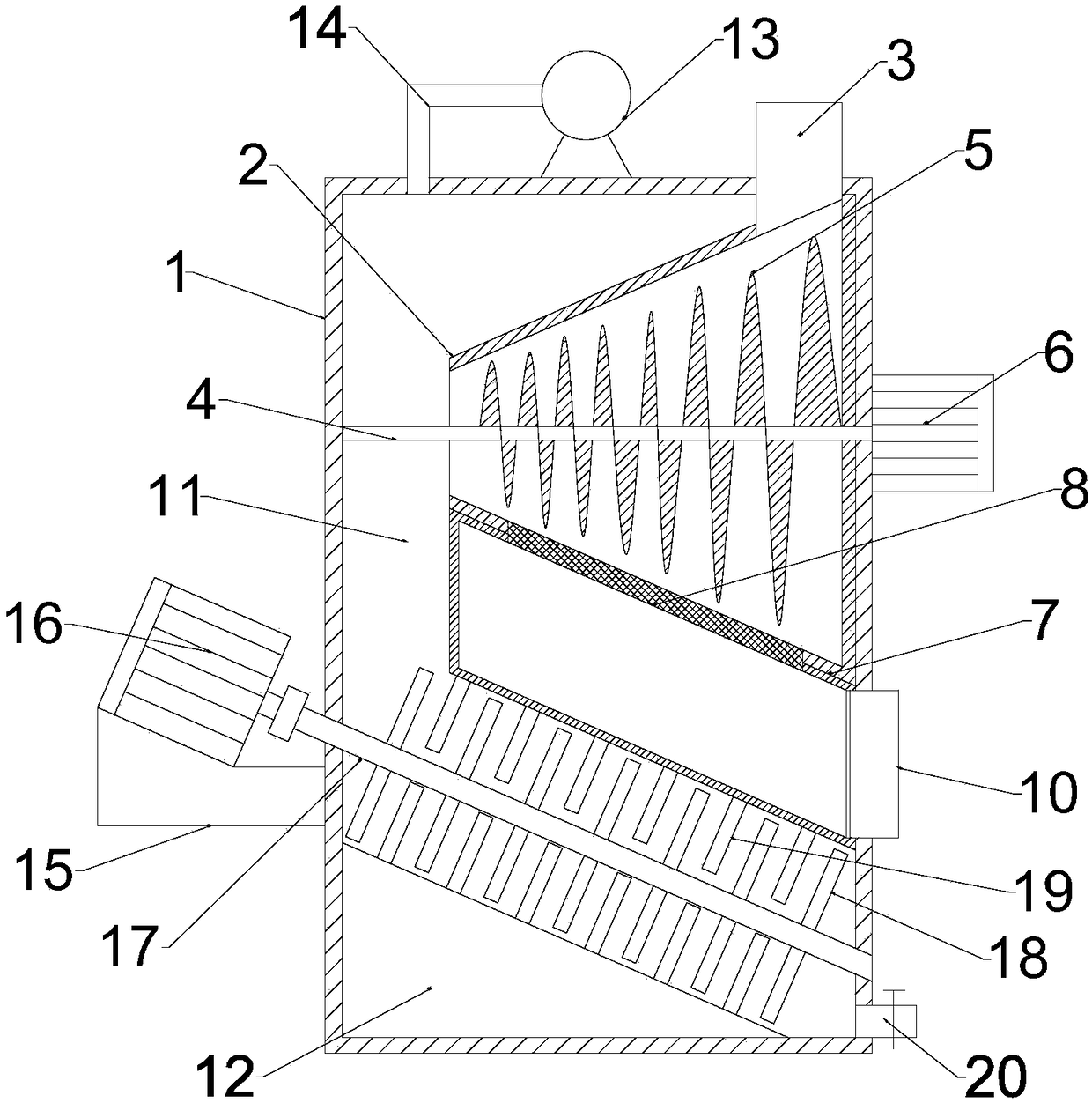 Environment-friendly garbage crushing treatment device for solid-liquid separation treatment