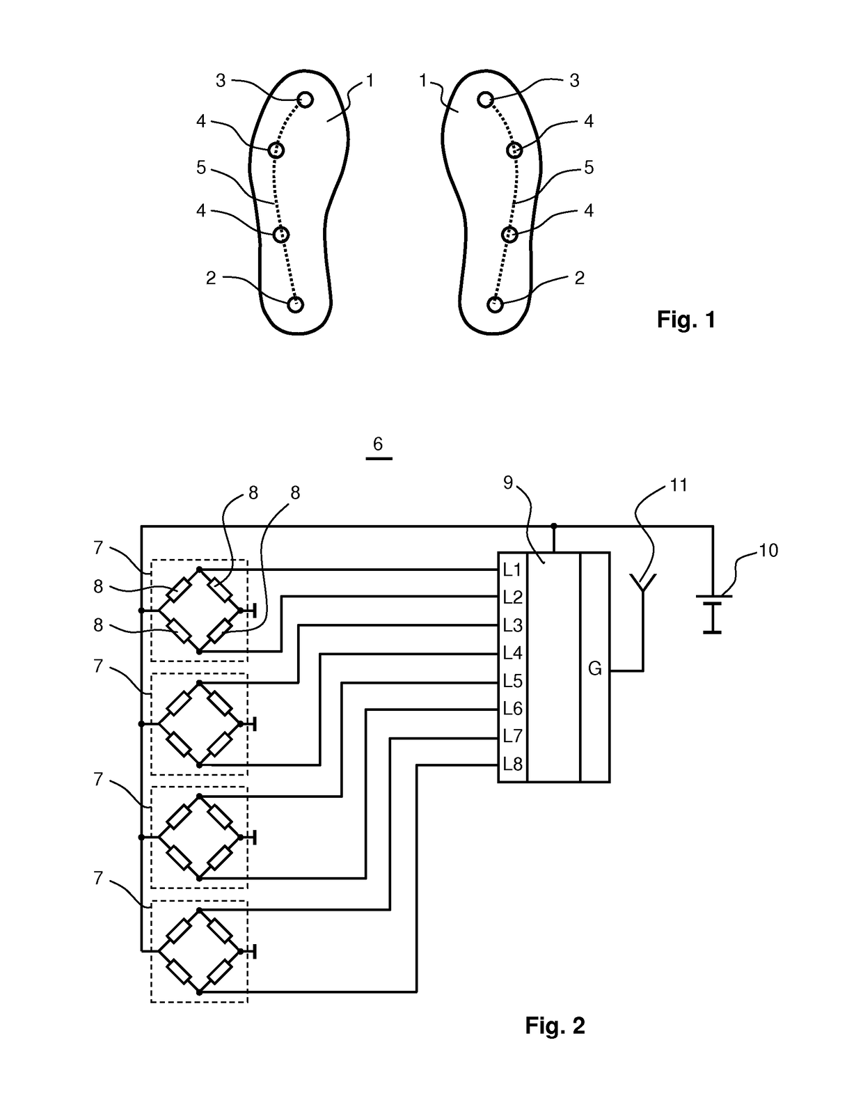 Method for monitoring an individual's motor load and insole for the implementation thereof
