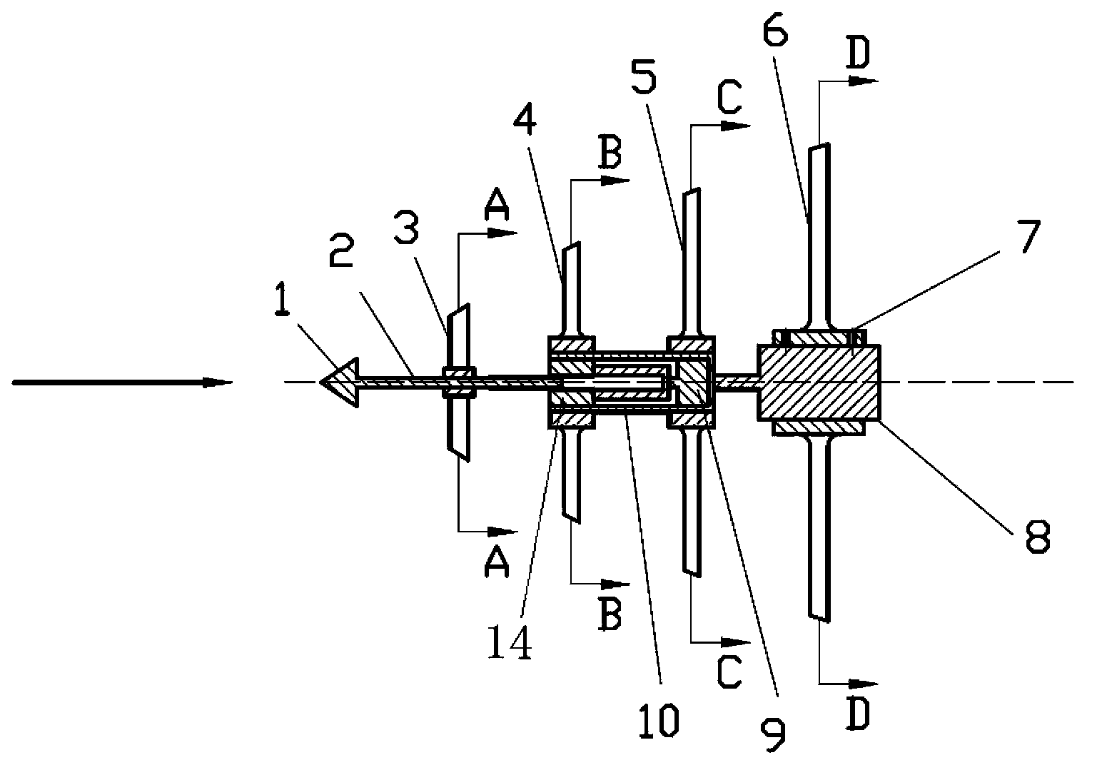 Eddy current generating device for controlling lateral force of large-incidence-angle slender body