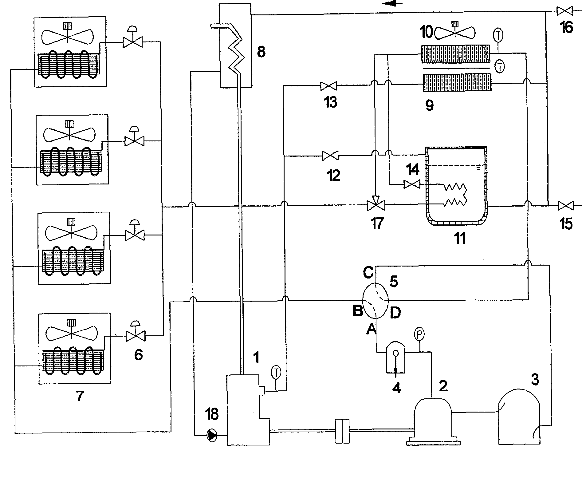 Gas engine driven heat pump defrosting device