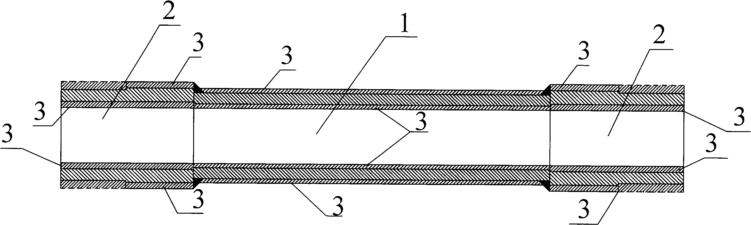 Special type oil well pipe with changed materials and structural layers at two ends and manufacturing method thereof
