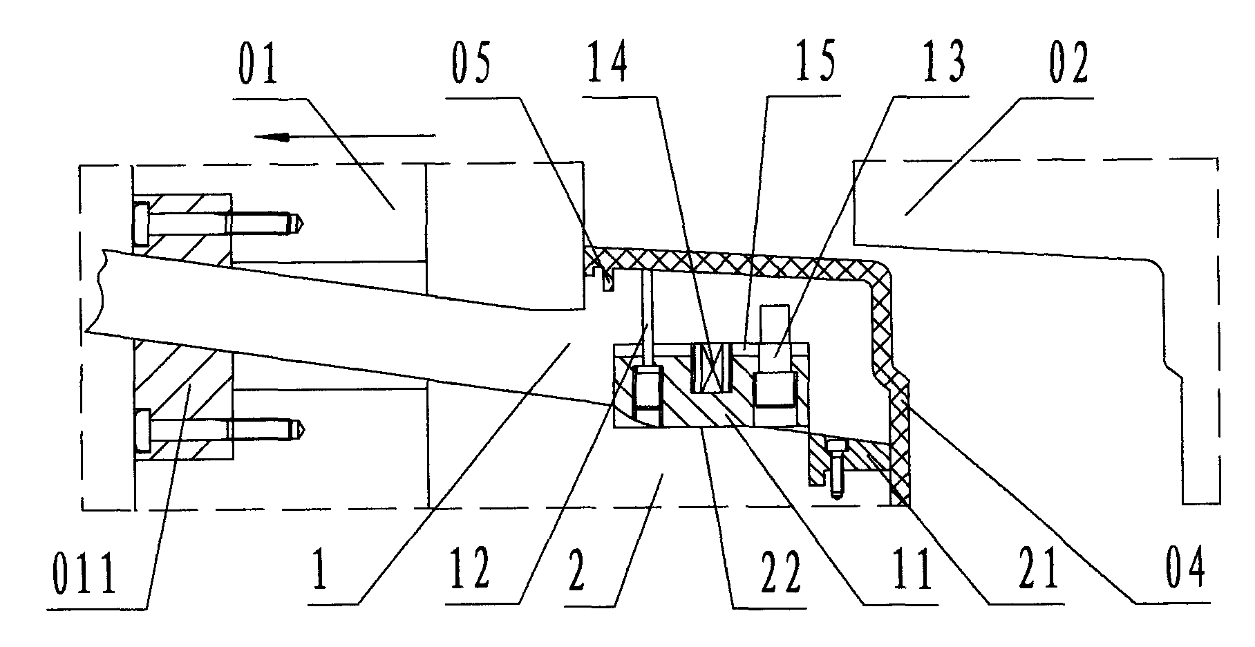 Auxiliary jacking device for slanting tip core of injection mould