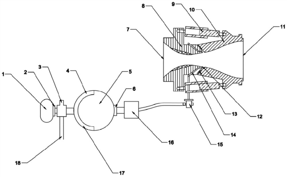Combined type thrust vector spraying pipe system and projectile body with system