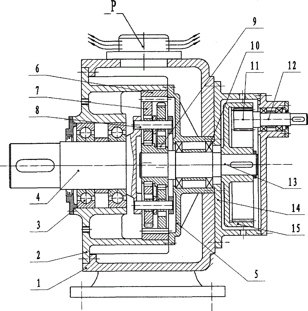 Box body interlayer air-cooled type planetary gear reducer box of heavy duty plate feeder