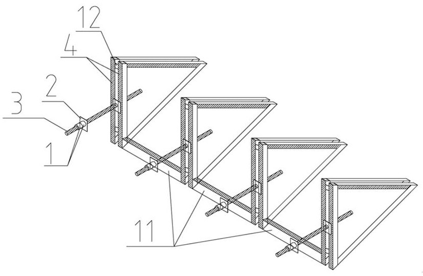 Lifting type elevator shaft operation platform using triangular supporting frame and screw opposite-pulling system