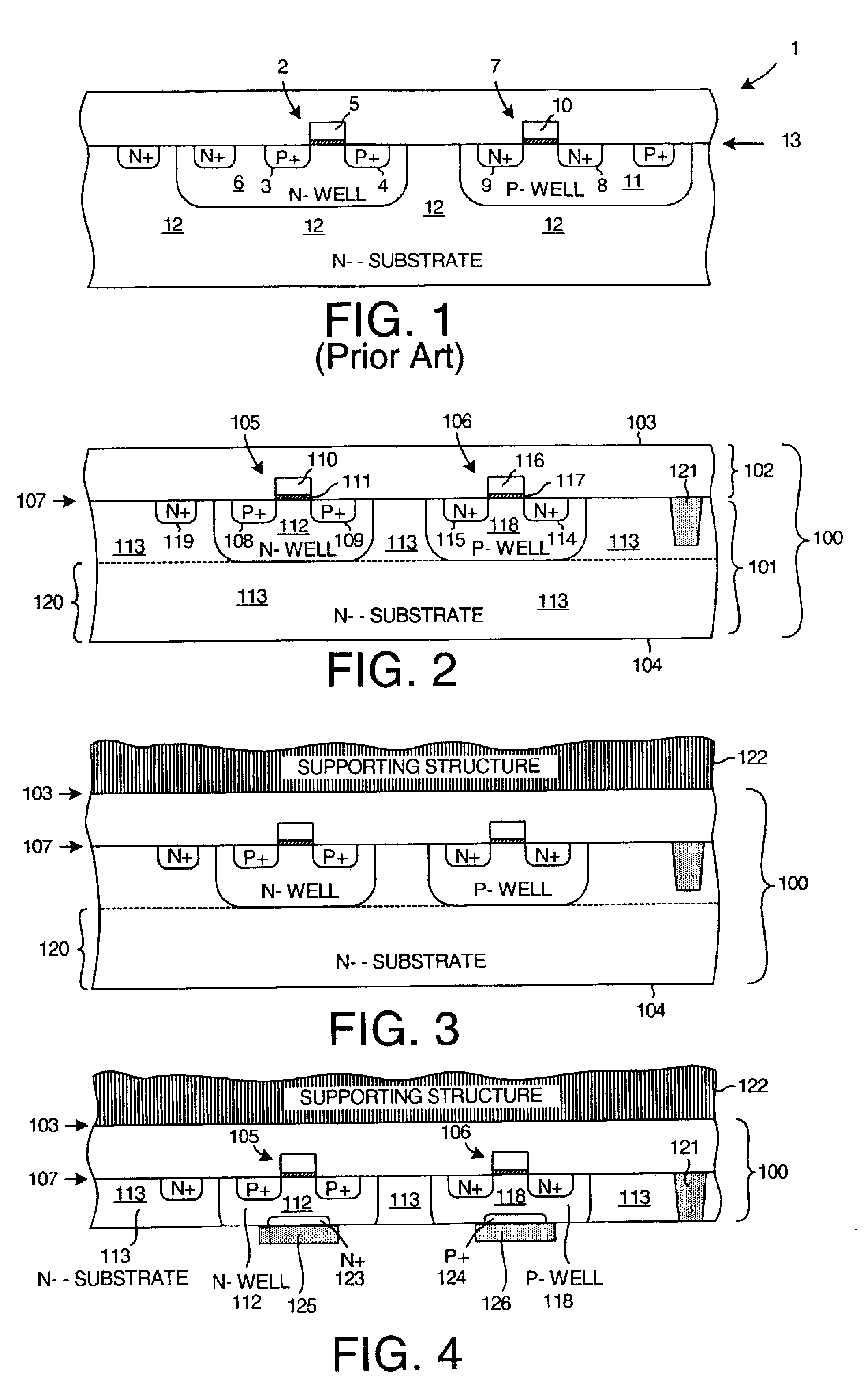 Semiconductor wafer with well contacts on back side