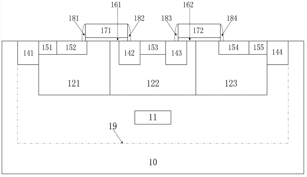 Radio frequency LDMOS device with buried layer below drain electrode