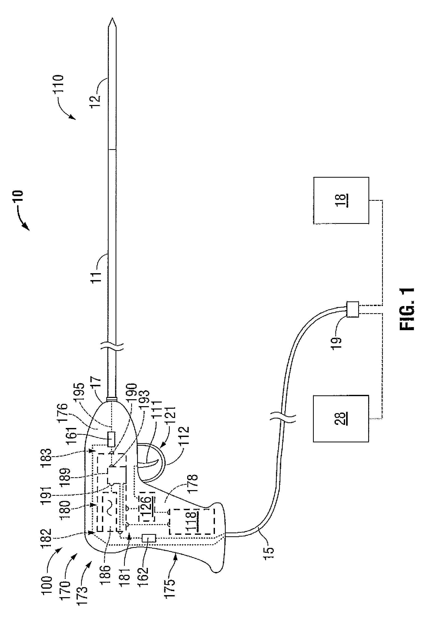 Handheld medical devices including microwave amplifier unit at device handle