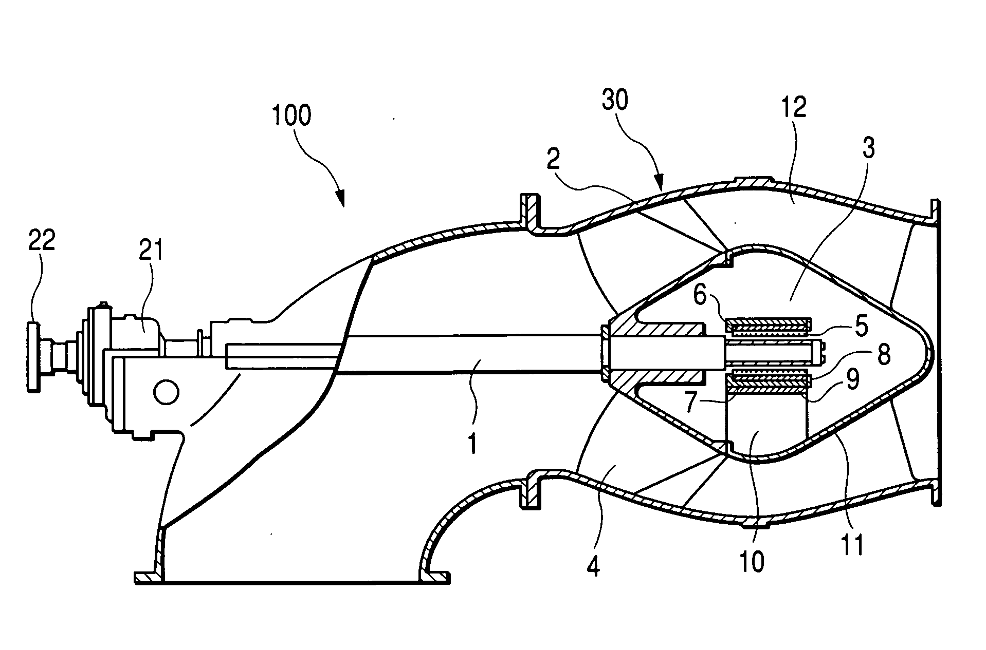 Drainage pump and underwater bearing unit