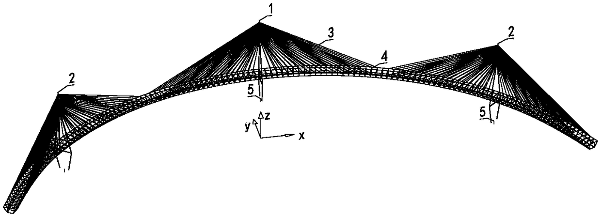 A curved cable-stayed bridge with multiple inclined main pylons