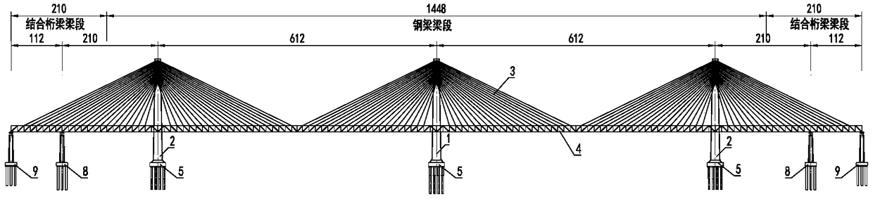 A curved cable-stayed bridge with multiple inclined main pylons