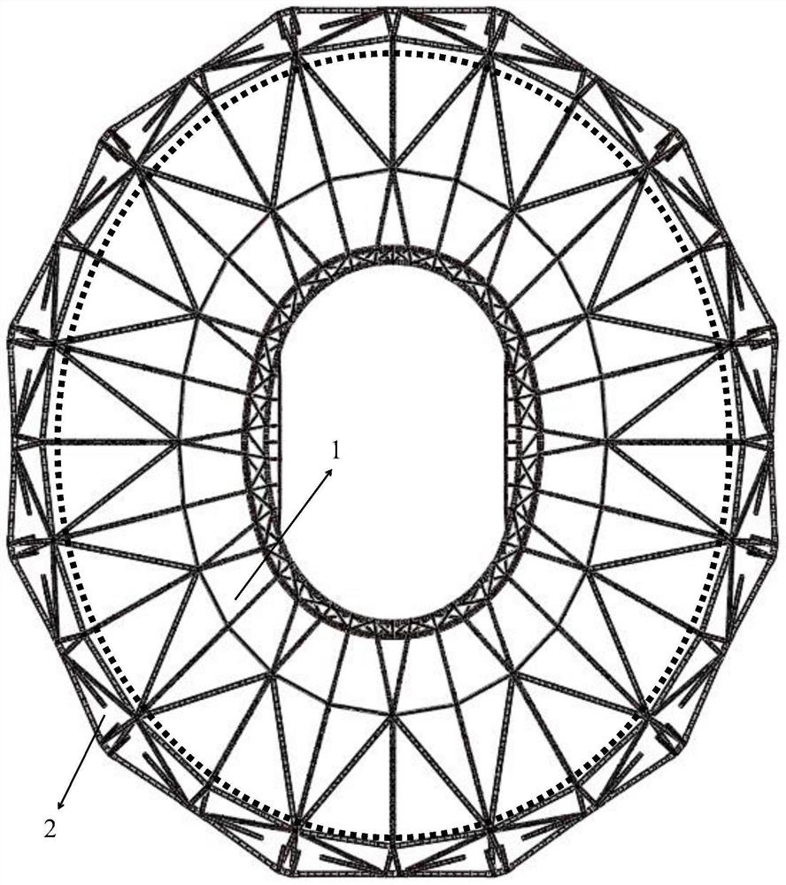 Spatial rotation construction method for steel shed roof structure of ultra-large stadium