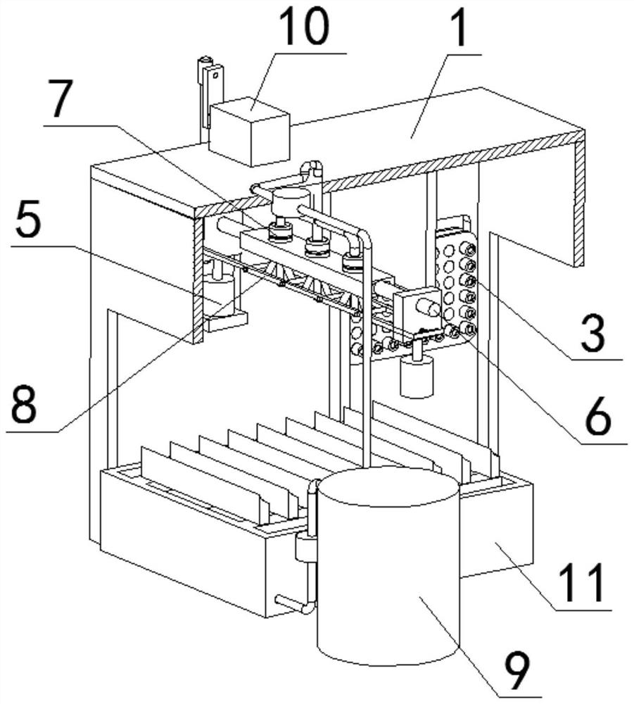 Spraying device for automobile part machining