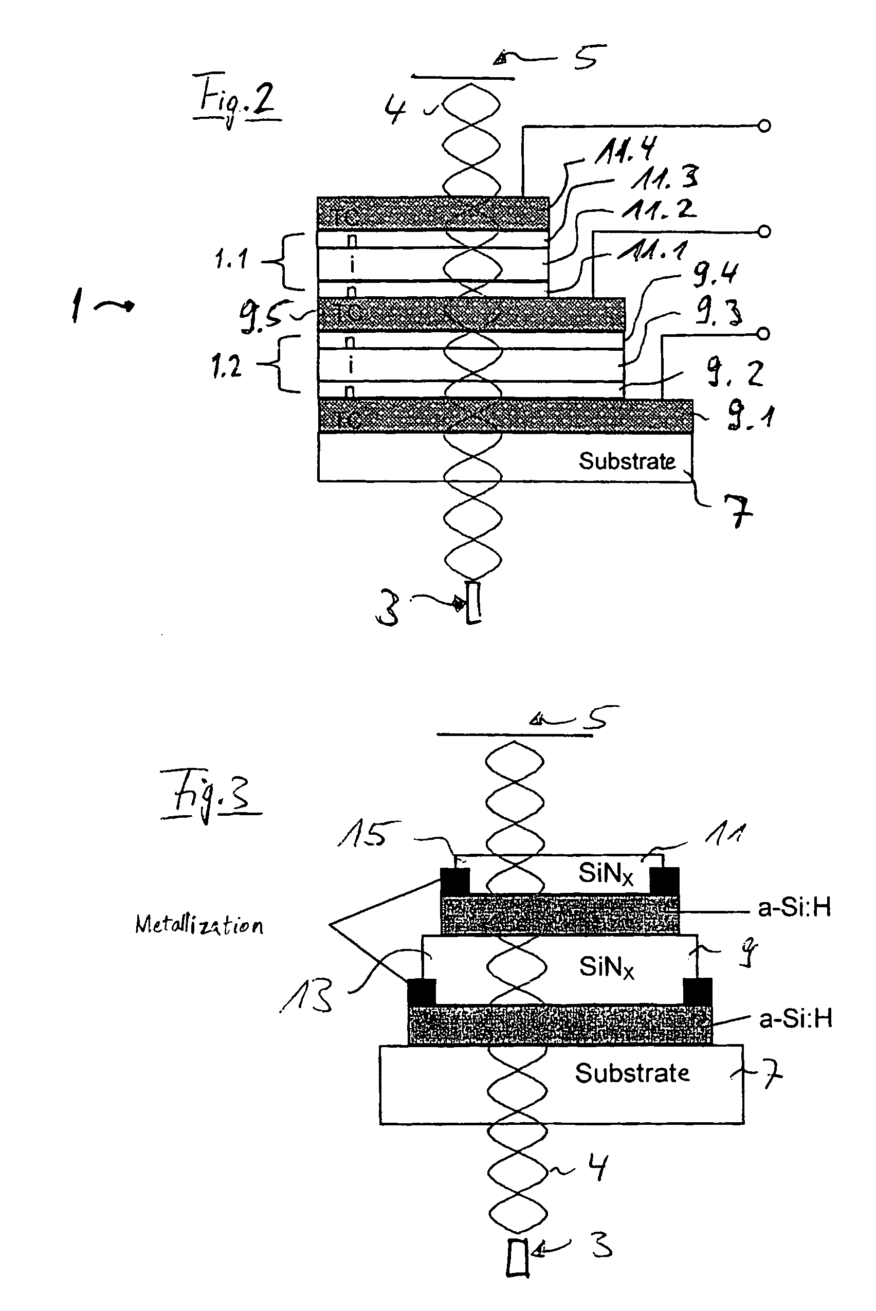Photosensor for a transmitted light method used for detecting the direction of movement of intensity maxima and intensity minima of an optical standing wave