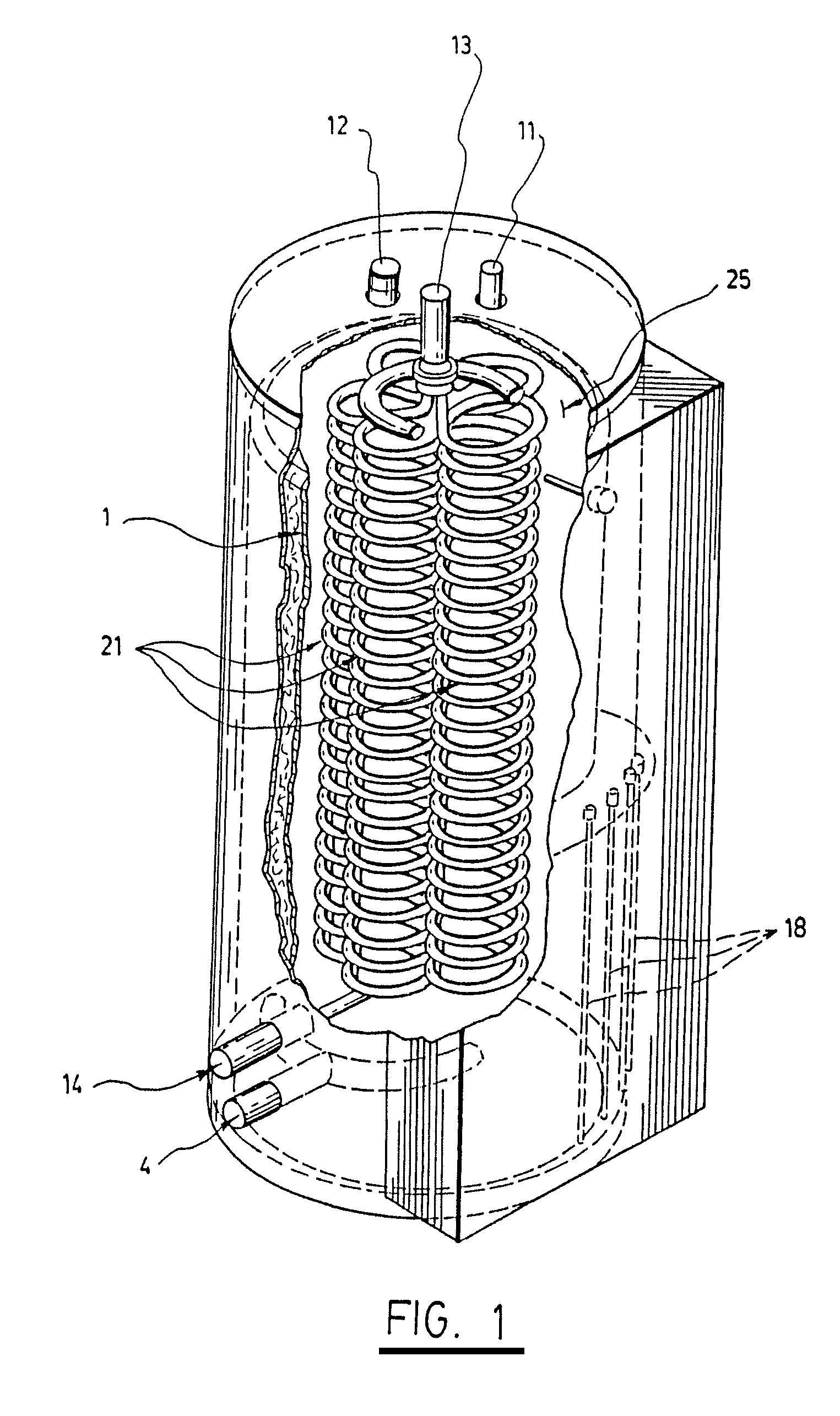 Boiler with an adjacent chamber and an helicoidal heat exchanger