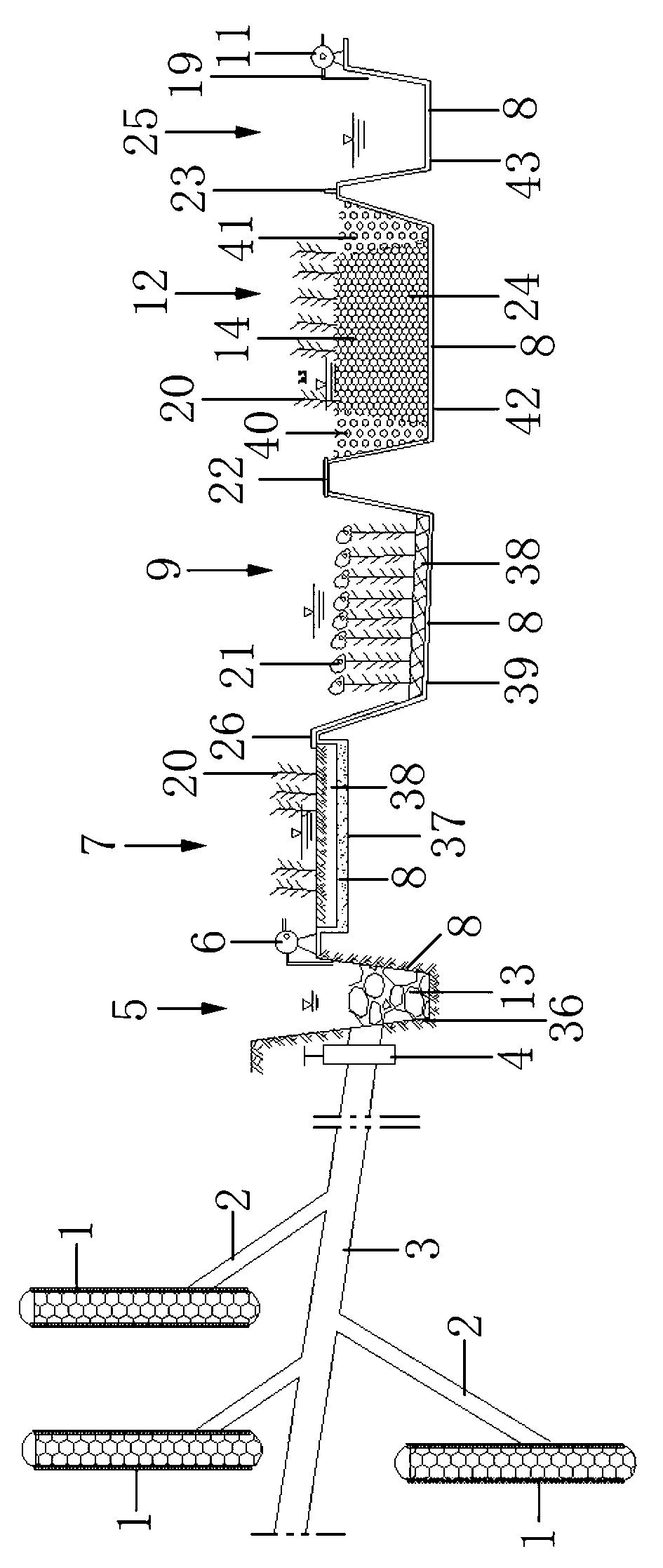 Salt discharge treatment system for salted reservoir, building method and treatment method for salted water