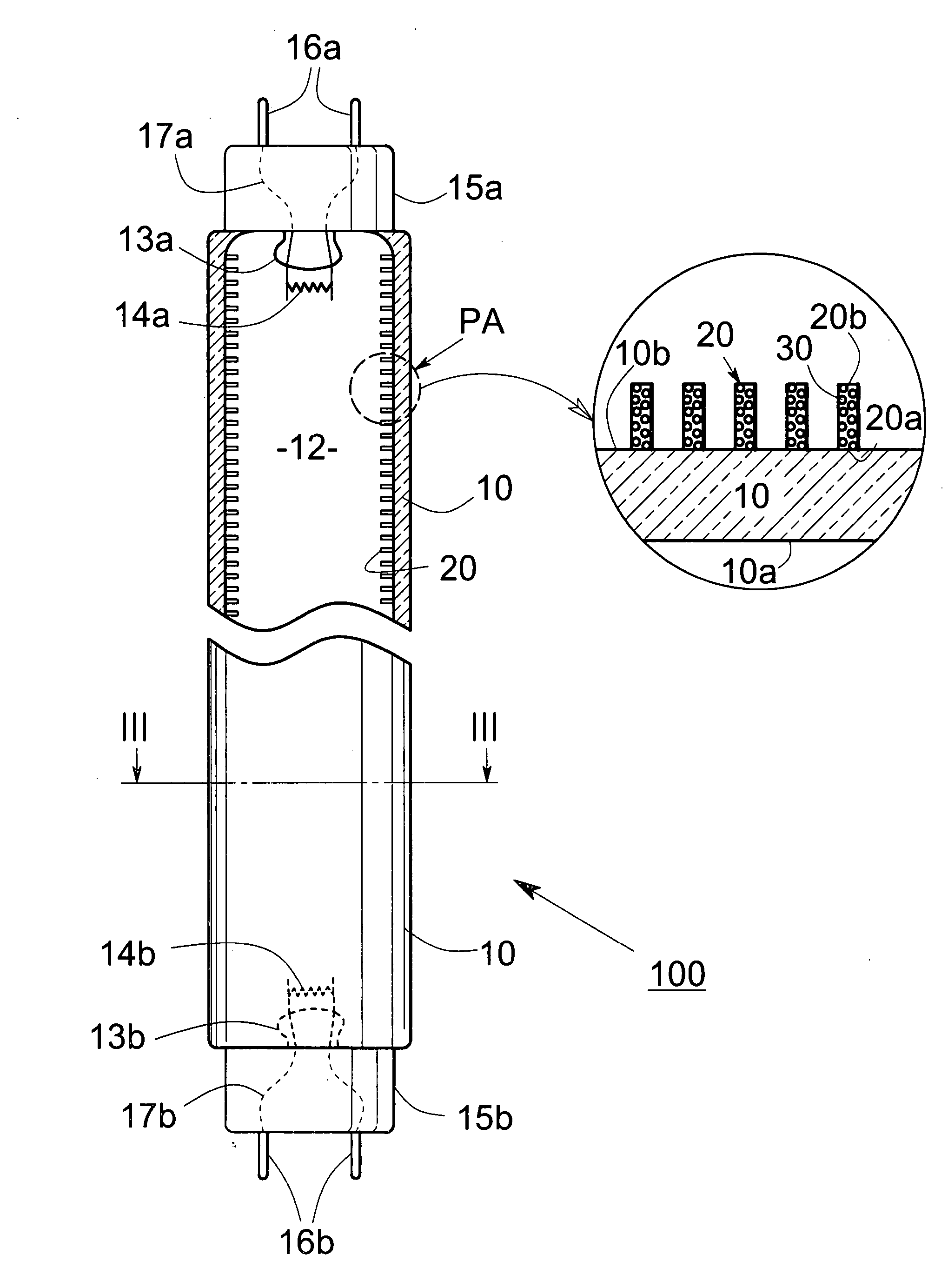 Method for making discharge fluorescent apparatus including fluorescent fibers