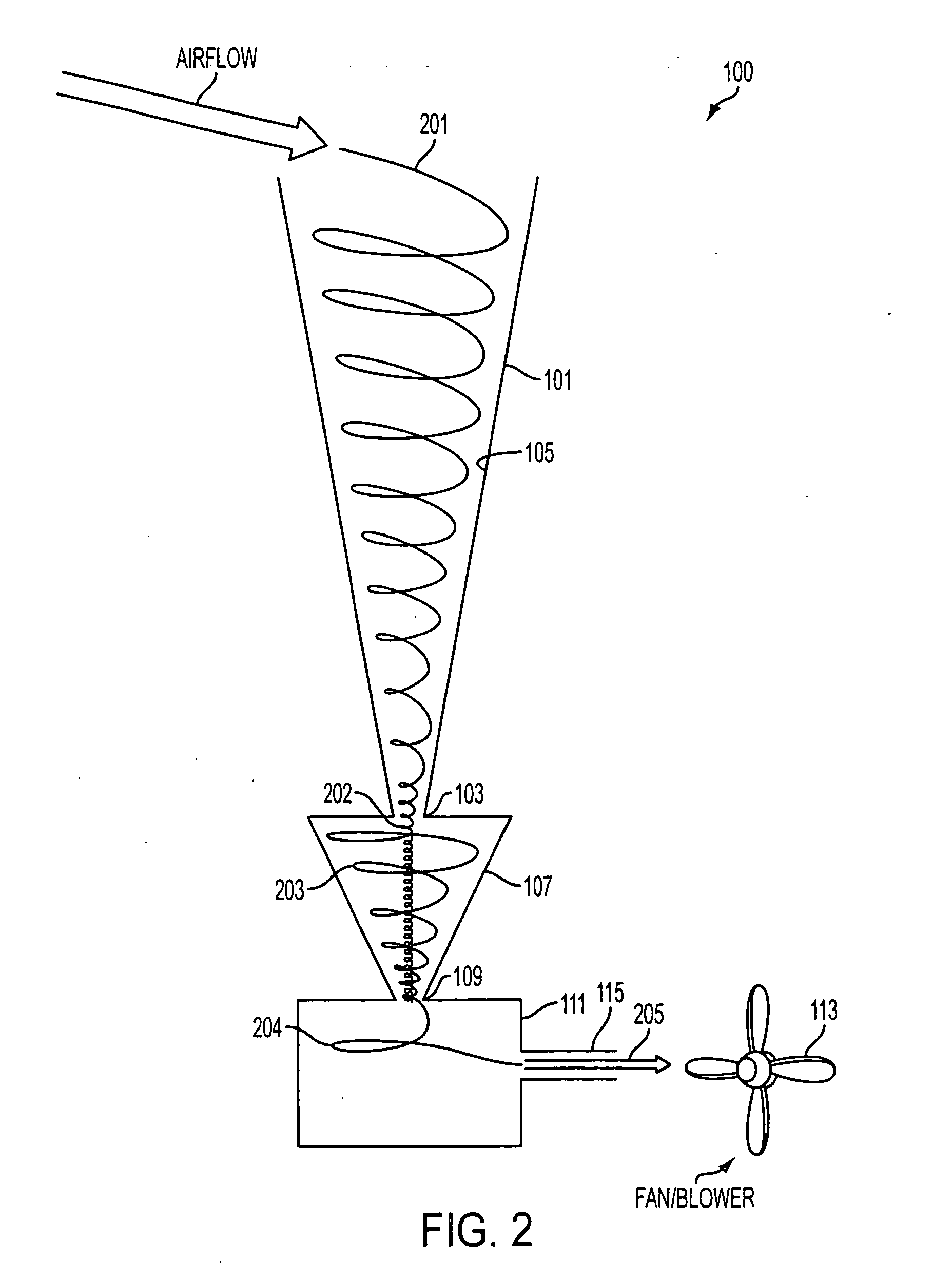Cyclonic separator with secondary vortex break