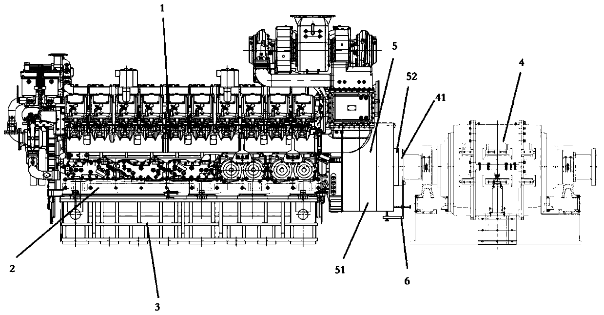 Centering method of diesel engine with integral support leg and dynamometer