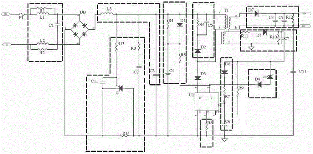 Sectionalized dimming device of LED (light-emitting diode) lamp