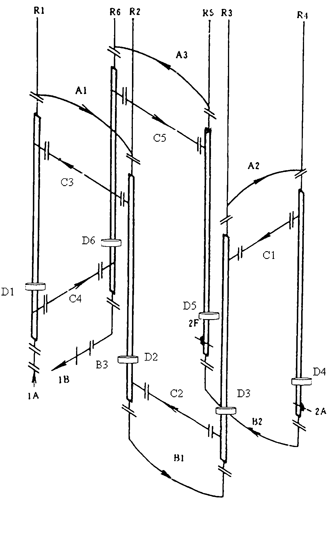 Self-tightening type packing box seal displacement buffer, and loop reactor