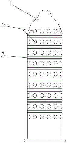 Oversized particle type condom adopting 3D design
