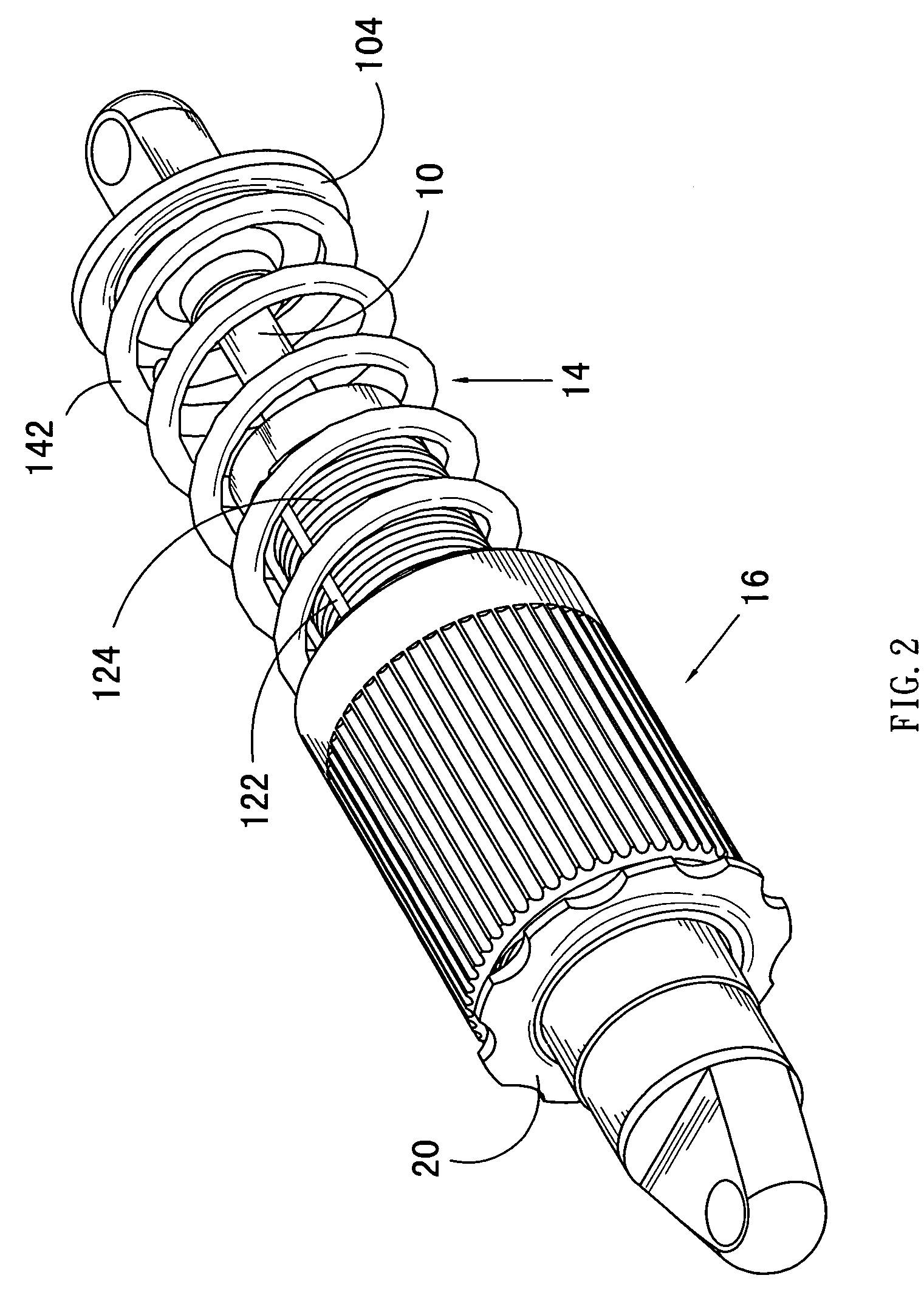 Adjusting mechanism with a helical spring of large diameter