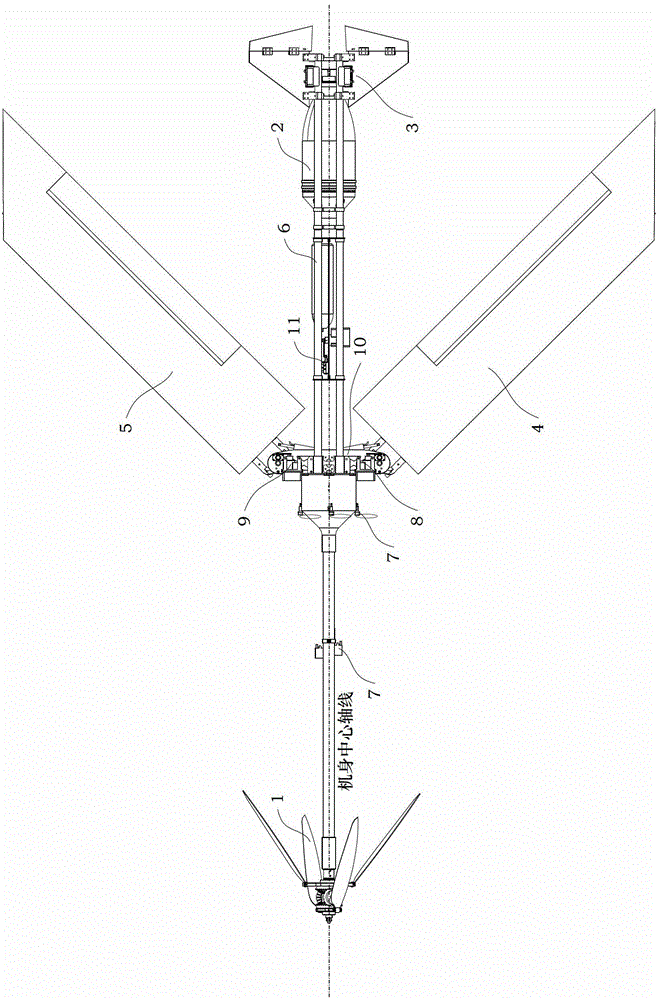 Erection girder body suitable for sea and air across amphibious unmanned aerial vehicle