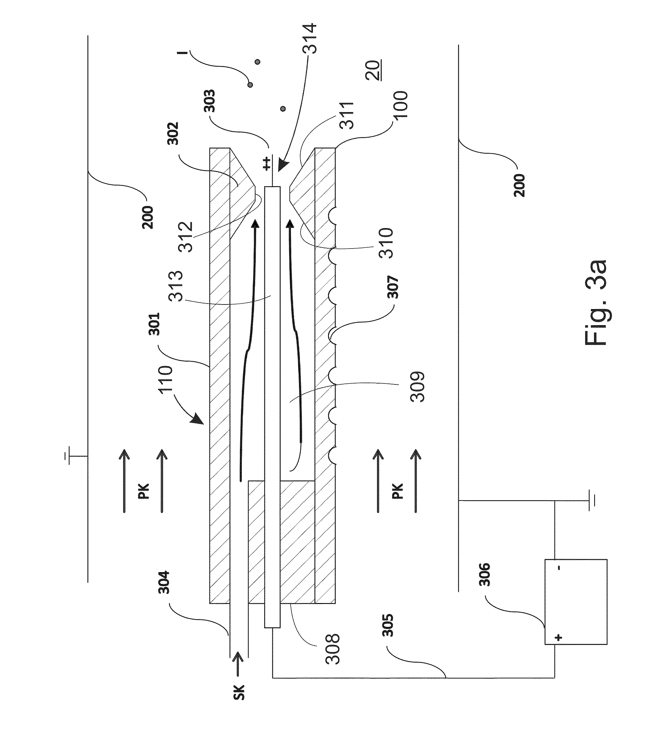 Method for collecting fine particles from flue gases, and a corresponding device and arrangement