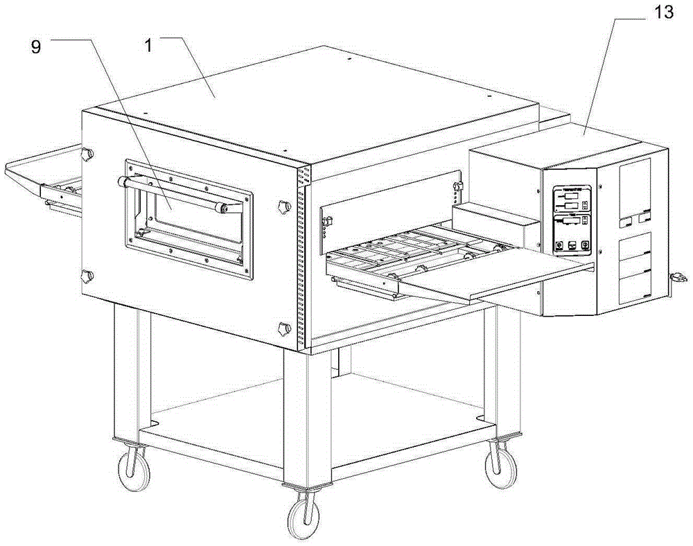 Crawler type oven with heat insulation cover