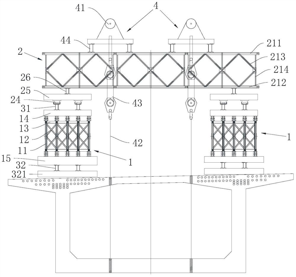 Movable bailey truss hanging basket