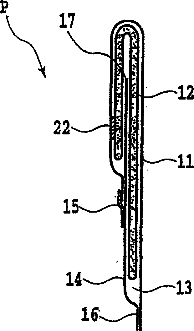 Absorptive product and method of producing the same and method of handling the same, and inner bag use therefor and method of producing the same and footgear using the same